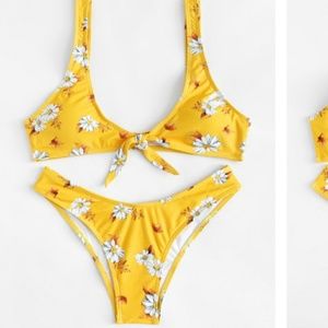 Yellow tie front bikini